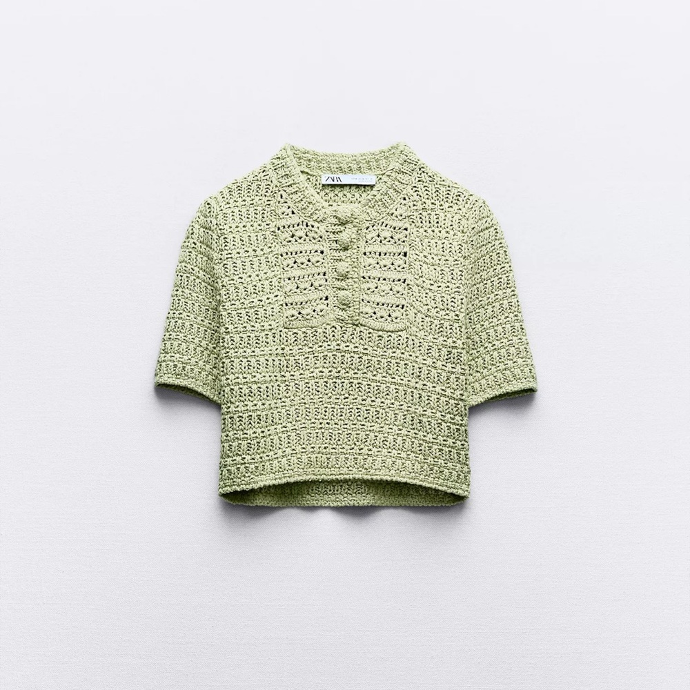 Green Knit crop top